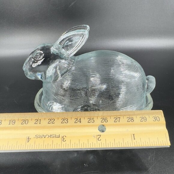 Clear Glass Bunny On A Nest Covered Dish Container Jar Box Storage Glass Box - Picture 4 of 13